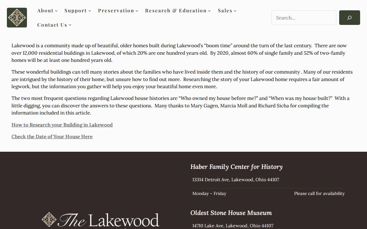 Lakewood city directory historical society house research collection