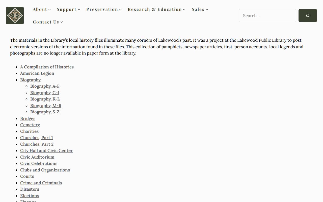 Lakewood city directory local history files and historical collections