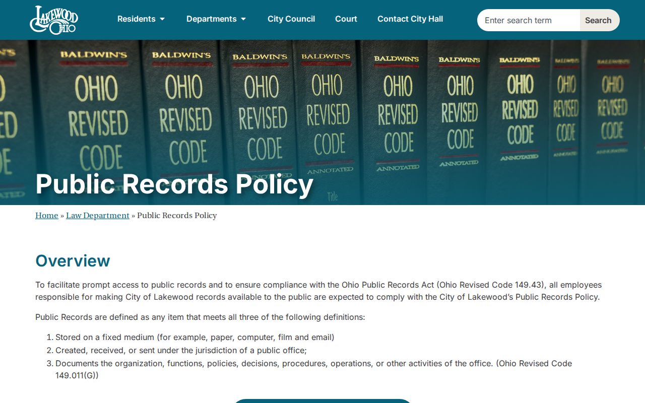 Lakewood neighbors City public records policy