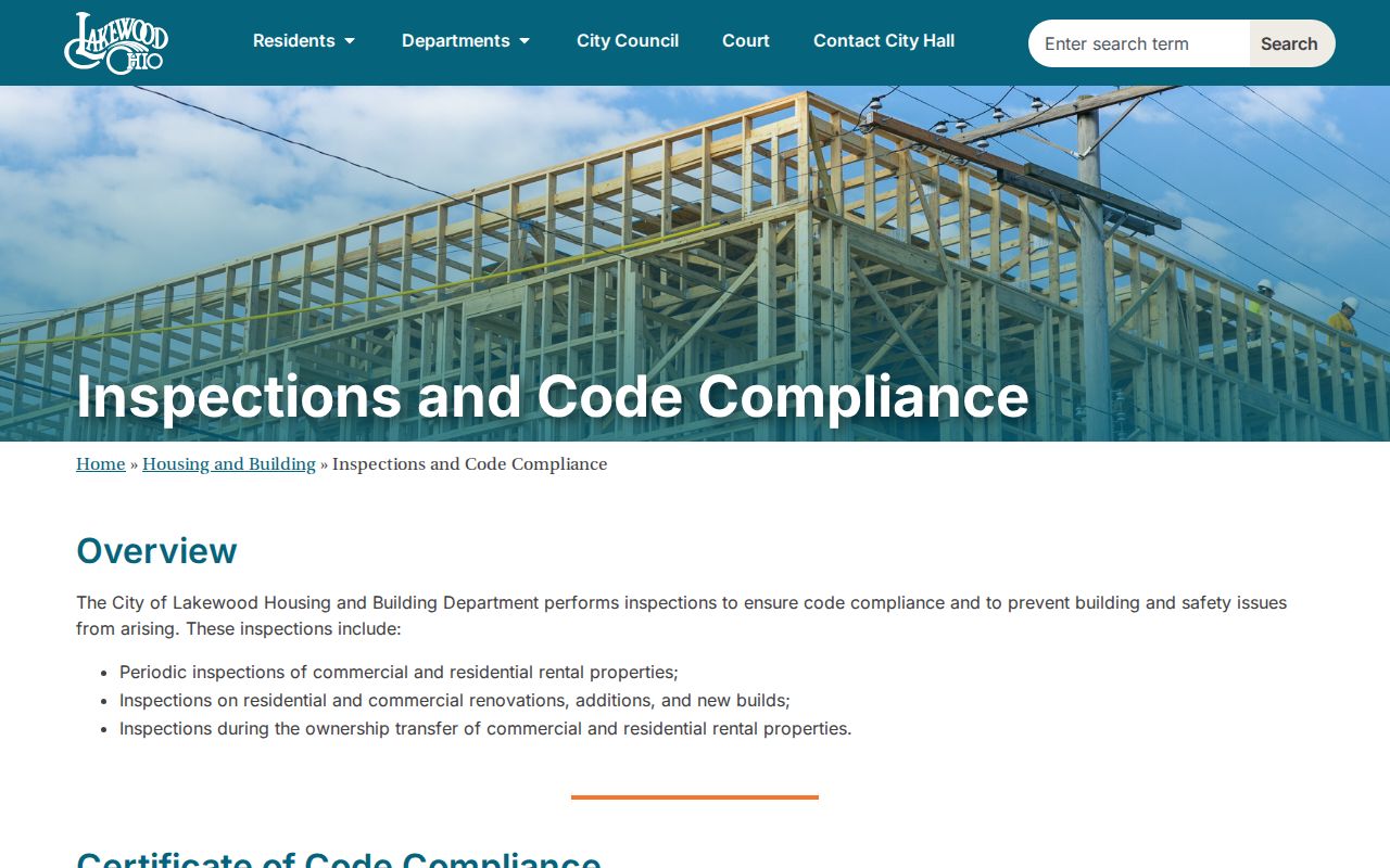 Lakewood street directory inspections and code compliance access